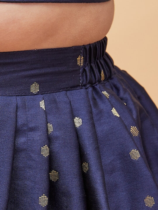 Vastramay Girls Woven Design Ready to Wear Crop Top And Skirt Set