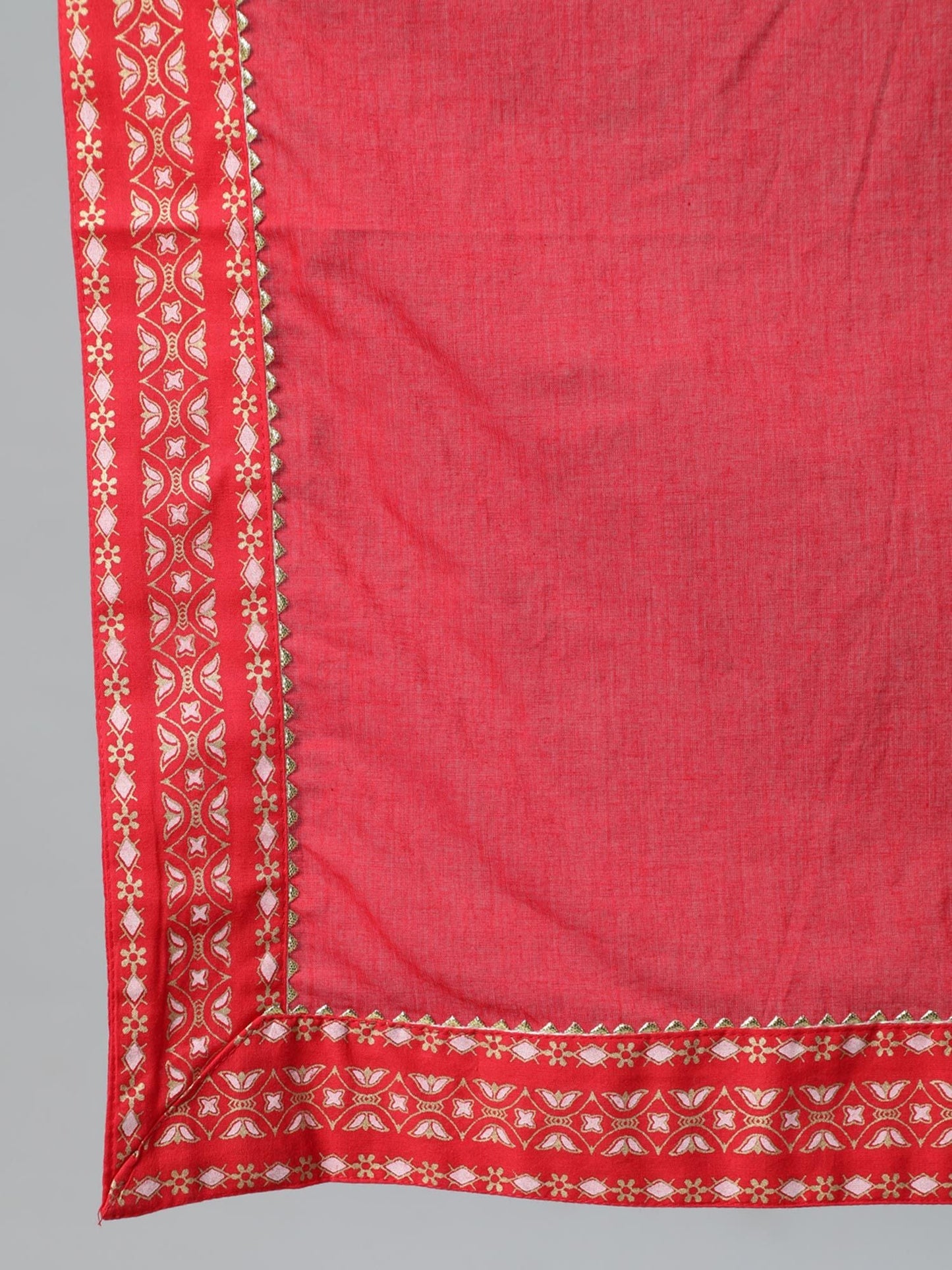 ISHIN Women's Red Embroidered Gotta Patti Anarkali Kurta With Palazzo & Dupatta (Set of 3)