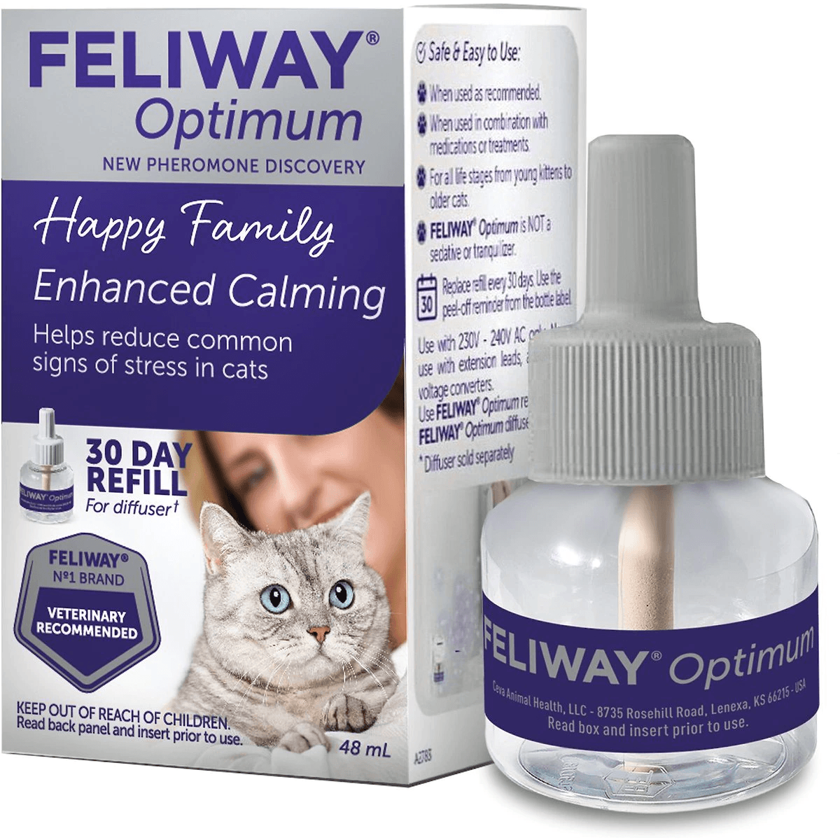 Feliway Optimum Enhanced Calming Pheromone 30 Day Cat Diffuser Refill