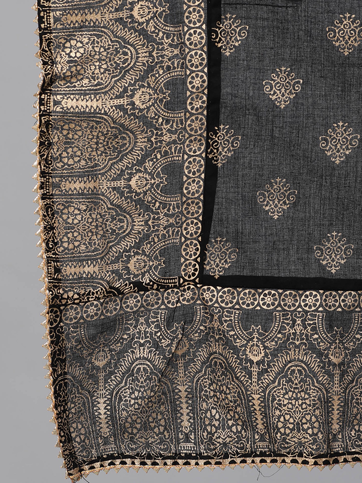 ISHIN Black Gota Work Kurta And Trouser With Dupatta (Set of 3)