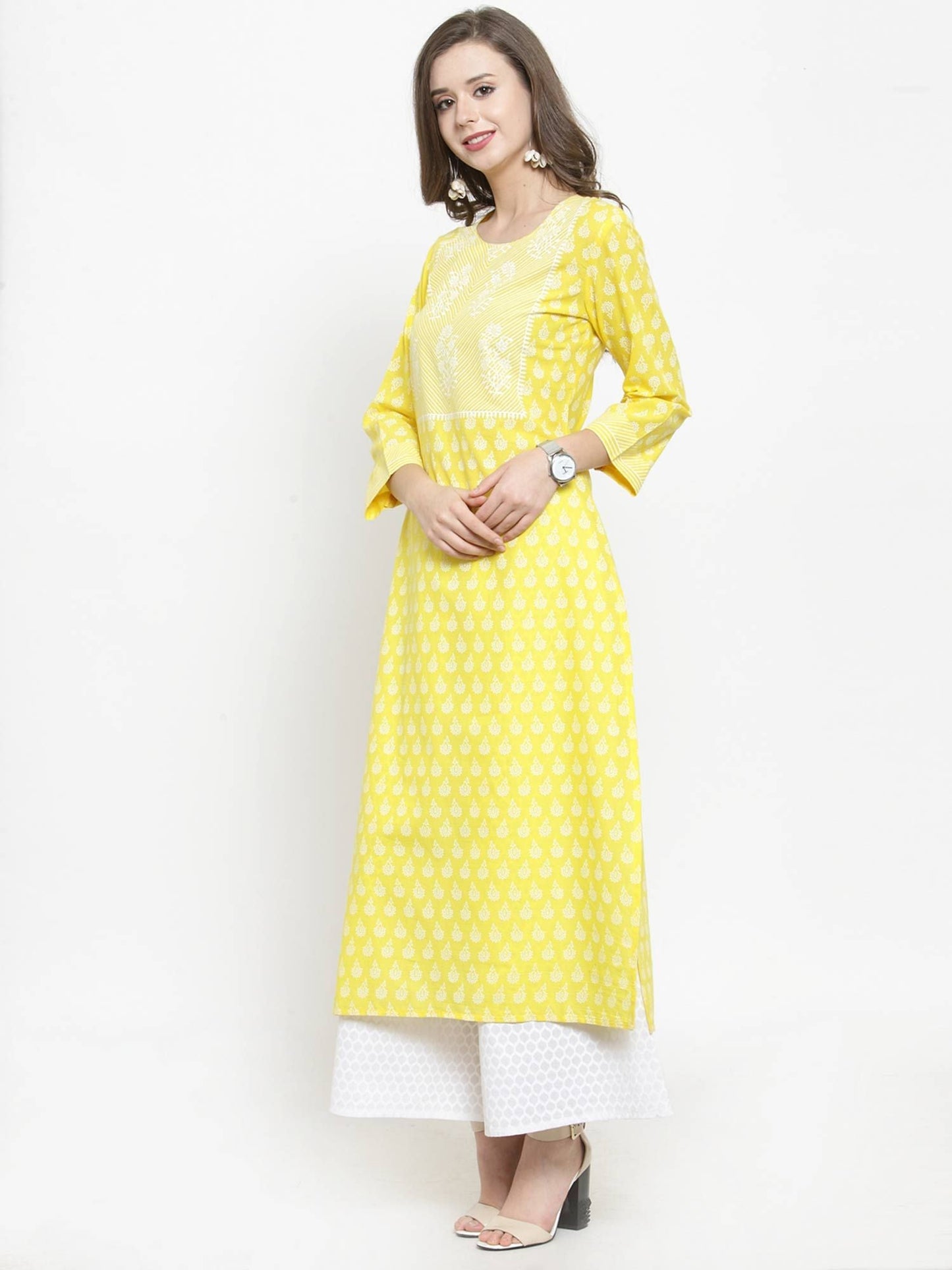 KSUT Yellow Printed Kurta