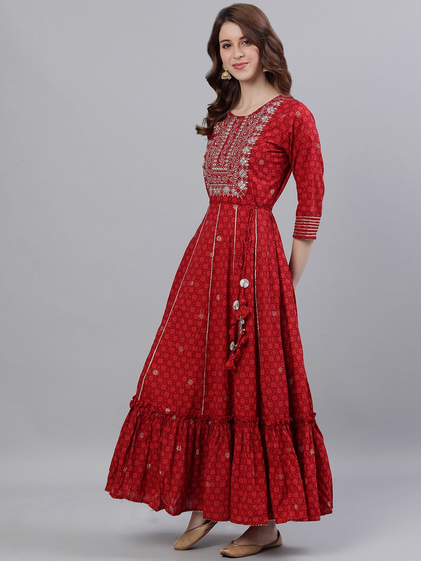 ISHIN Red Mirror Work Kurta